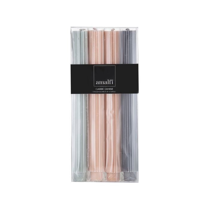 Amalfi Ribbed Dinner Candles Set/4 Multi 2.7x2.7x25cm