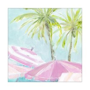 Artey | Summer Pink Umberllas I - Stretched Canvas - Stretched Canvas - 64 x 64cm