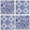 4pc 9.5cm Square Ceramic Tile Coasters Sorrento Blue