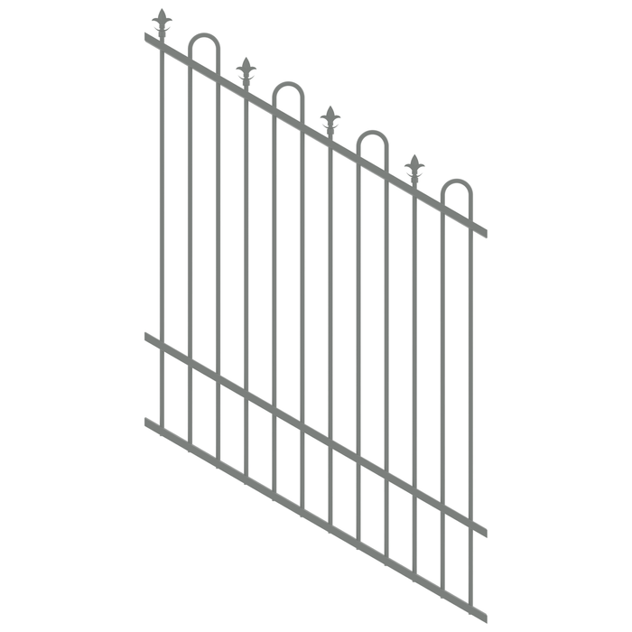ProtectorAl 350 - 1200 x 1500mm Palladium Silver Raked 16-30º Loop And Spear Top Pool Fence Panel