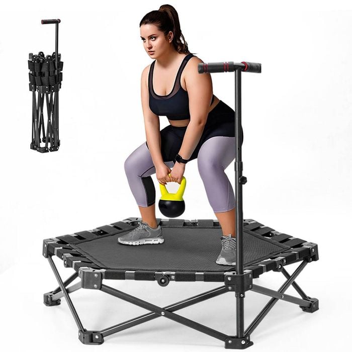 Foldable Fitness Rebounder Mini Elastic Quiet Trampoline 107x91cm