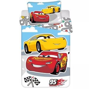 Disney Cars Lightning McQueen Road Cotton Quilt Cover Set - Toddler Bed Size