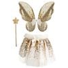Great Pretenders Size 4-6 Gracious Gold Sequins Skirt/Wings/Wand Set 3y+
