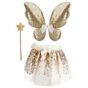 Great Pretenders Size 4-6 Gracious Gold Sequins Skirt/Wings/Wand Set 3y+