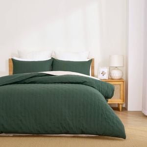 Dreamaker Ormond Quilted Quilt Cover Set Forest Green King Single Bed