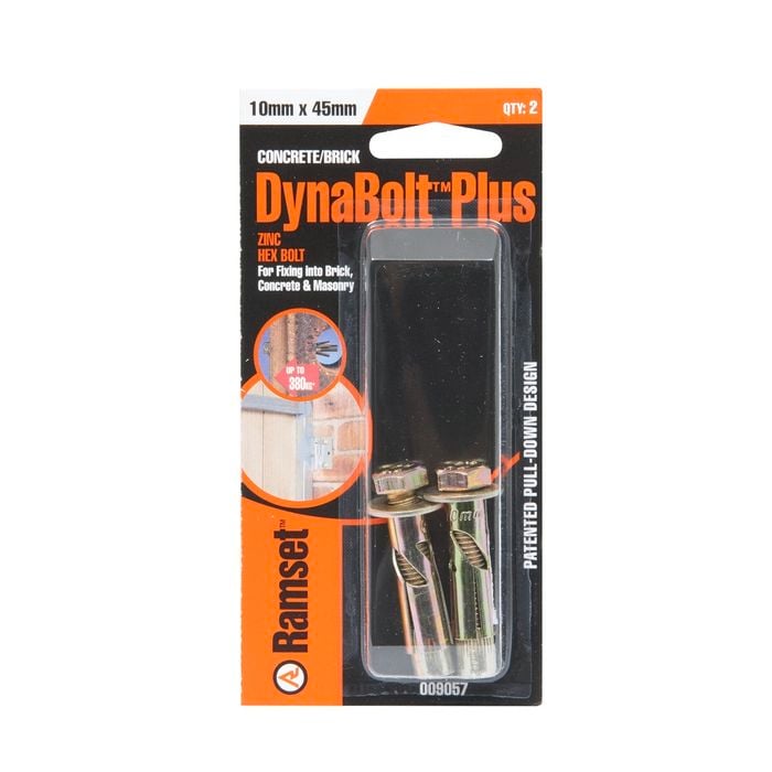 Ramset 10 x 45mm DynaBolt Plus Heavy Duty Hex Bolt - 2 Pack
