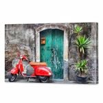 Vespa At The Door | 75 x 50cm Stretched Canvas Print
