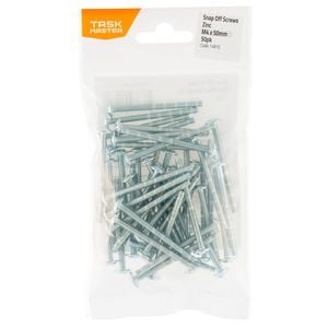 Taskmaster M4x 50mm Zinc Snap Off Screw - 50 Pack