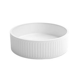 Attica 400 x 400 x 120mm White Hudson Round Fluted Concrete Basin