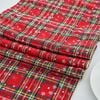 CottonMore Christmas Pattern Dining Table Runner 220x30cm Red