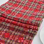 CottonMore Christmas Pattern Dining Table Runner 220x30cm Red