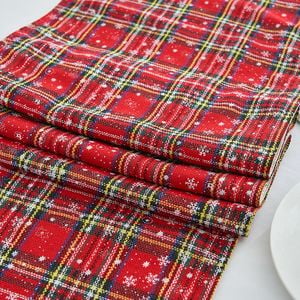 CottonMore Christmas Pattern Dining Table Runner 220x30cm Red