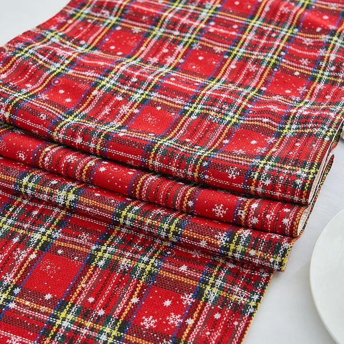 CottonMore Christmas Pattern Dining Table Runner 220x30cm Red