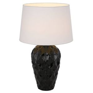 Telbix Madrid Contemporary Table Desk Lamp Light Fabric Ceramic Black White Gloss