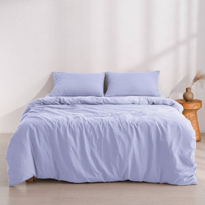 Dreamaker Superfine Washed Microfibre Quilt Cover Set Lilac King Bed