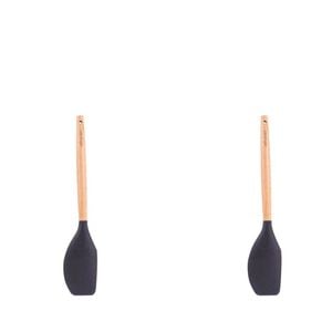 2pcs Beechwood & Silicone Spatula Charcoal