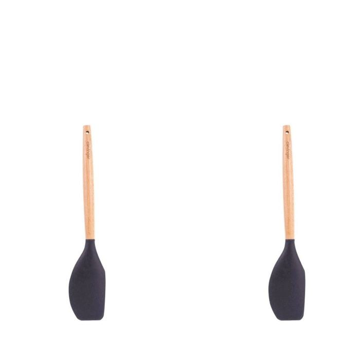 2pcs Beechwood & Silicone Spatula Charcoal