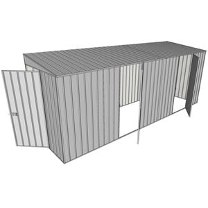 Build-a-Shed 0.8 x 5.2 x 2m Hinged Door Tunnel Shed with Dual Hinged Side Doors - Zinc