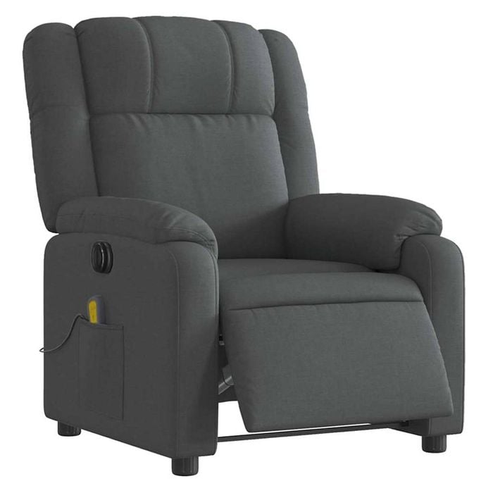 vidaXL Electric Massage Recliner Chair Armchair Single Sofa Dark Grey Fabric