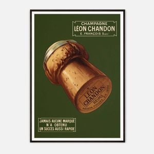 Galrie Léon Chandon Vintage Champagne Poster - Elegant French Art Print for Home Decor, Black Frame, A1 60 x 84cm (23 x 33inch)