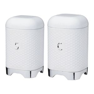 2pc Kitchencraft Lovello Geometric Coffee and Sugar Canister Jars - Ice White