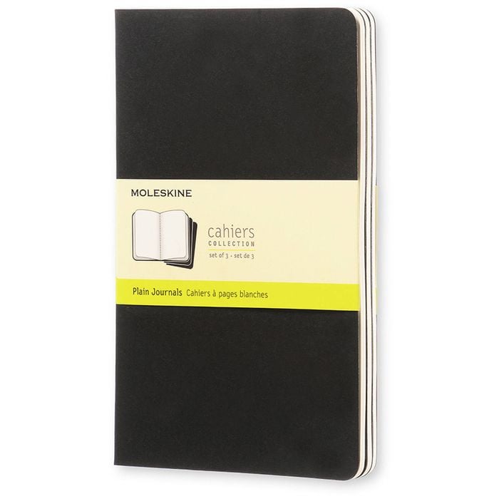 3pc Moleskine 80 Pages Plain Pocket Cahier L Office/student Journal Pad Black