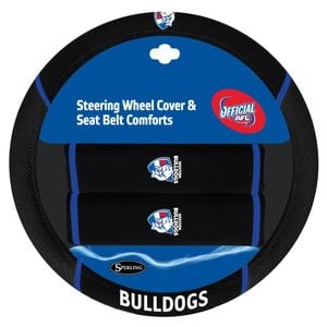 Western Bulldogs Official Afl Steering Wheel Cover And Seat Belt Cover Set