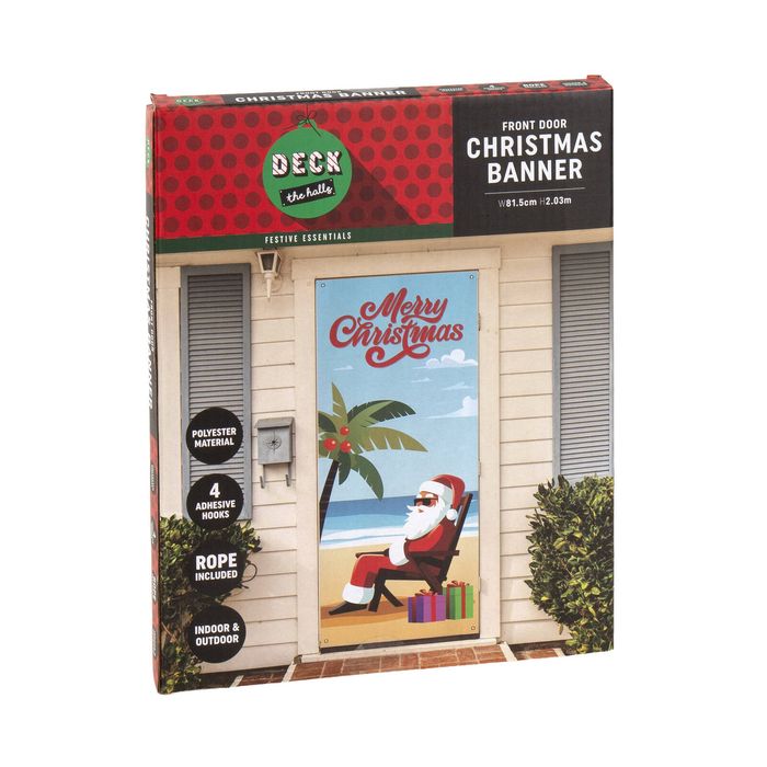 Deck The Halls Front Door Christmas Banner