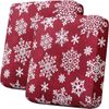 Smarcute 2 Seater Christmas Velvet Cushion Seat Covers for Sectional Sofa Red Snowflakes