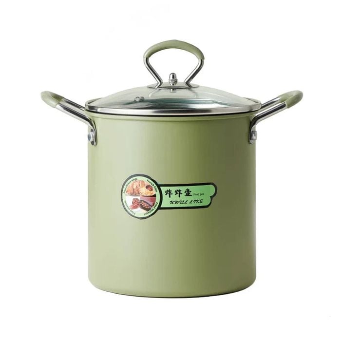 NNEOBA 3L Deep Fryer Pot with Basket Oil Strainer Mini Pasta Pot Green