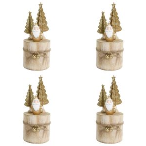 4x LVD Metal/Wood Santa/Tree Stump Christmas Holiday Decoration 7x18.5cm Gold