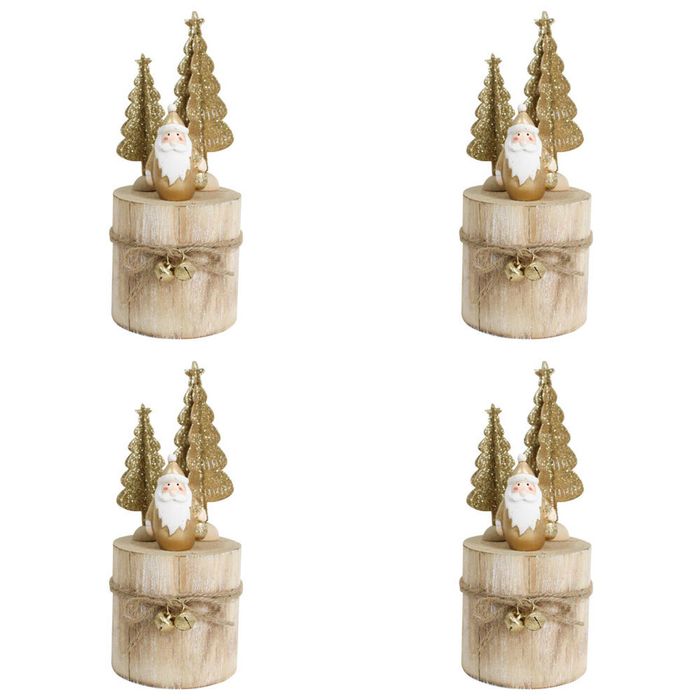 4x LVD Metal/Wood Santa/Tree Stump Christmas Holiday Decoration 7x18.5cm Gold