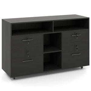 Costway 4-drawer Mobile Filing Cabinet Printer Stand File Storage Organizer Black