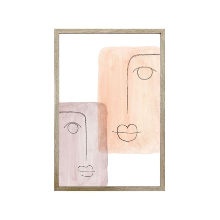Willow & Silk Indoor Large Abstract Faces Framed Print Wall Art