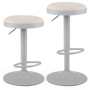 Costway Set of 2 Modern Island Kitchen Bar Stools Backless Counter Height Chairs w/Padded Seat-Grey