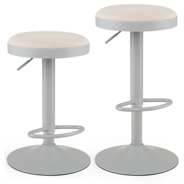 Costway Set of 2 Modern Island Kitchen Bar Stools Backless Counter Height Chairs w/Padded Seat-Grey