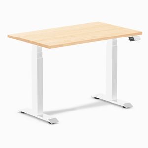 Desky Dual Mini Hardwood Sit Stand Desk White Frame 100cm