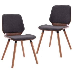 vidaXL 2x Dining Chairs Grey Fabric Kitchen Office Side Dinner Chair Seating
