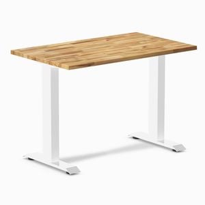 Desky Fixed Height Mini Acacia Hardwood Desk 800 X 500mm Matte Black Frame