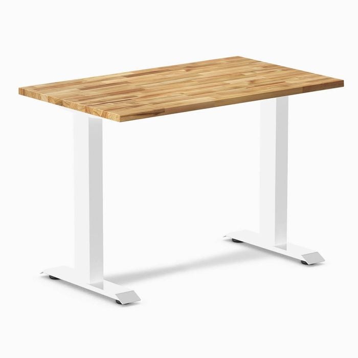 Desky Fixed Height Mini Acacia Hardwood Desk 800 X 500mm Matte Black Frame