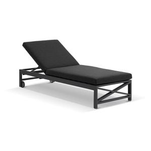 Kansas Outdoor Aluminium Sun Lounge On Wheels Charcoal & Denim Grey Cushions