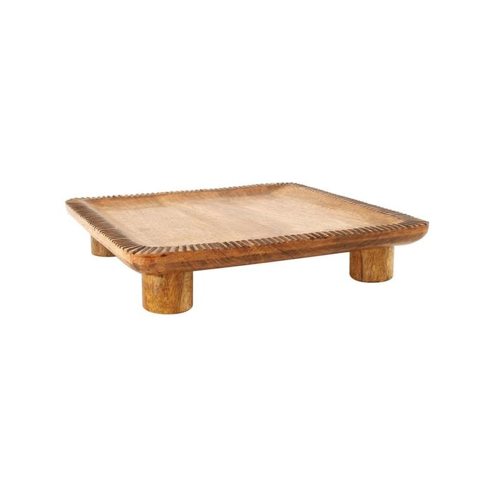 Maine & Crawford Iblis 30x30cm Mango Wood Square Tray W/ Legs - Natural
