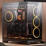 Antec C8 Wood E-ATX, ATX, Seamless Edge View Front and Side, USB-C, 4mm Tempered Glass, 360mm liquid cooler top, bottom, side. 2