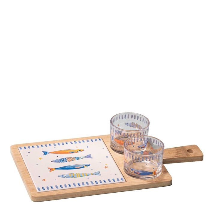 Ladelle Capri Fish Rectangle 3 Piece Bowl & Tray Set