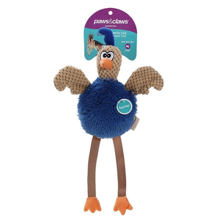 Paws N Claws Pets Stretchy Leg Chicken 40x24cm Toy w/ Built-In Squaker Asst
