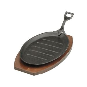 Chef Inox Black Hammer-Stone Cast Iron Steak Sizzle Plate with Handle