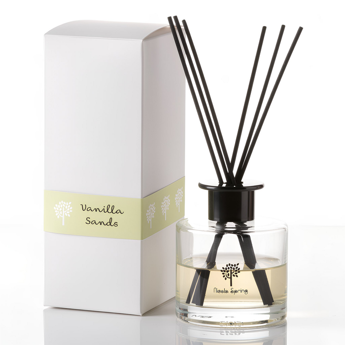 Nicola Spring Glass Reed Diffuser 200ml - Vanilla Sands - Sweet Creamy Fragrance With 8 Reeds Long Lasting Scent