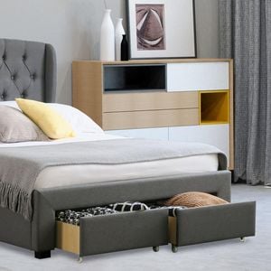Istyle Modern Classic Dupont Queen Drawer Storage Bed Frame Grey