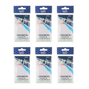 6x 2PK Jarvis Walker 3 Hook Bait Rigs 15lb Main Line & 9lb Branch Line - Size 2