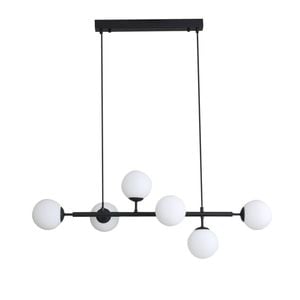 Oriel Lighting Eva 6 Light Opal Glass Pendant Light Black